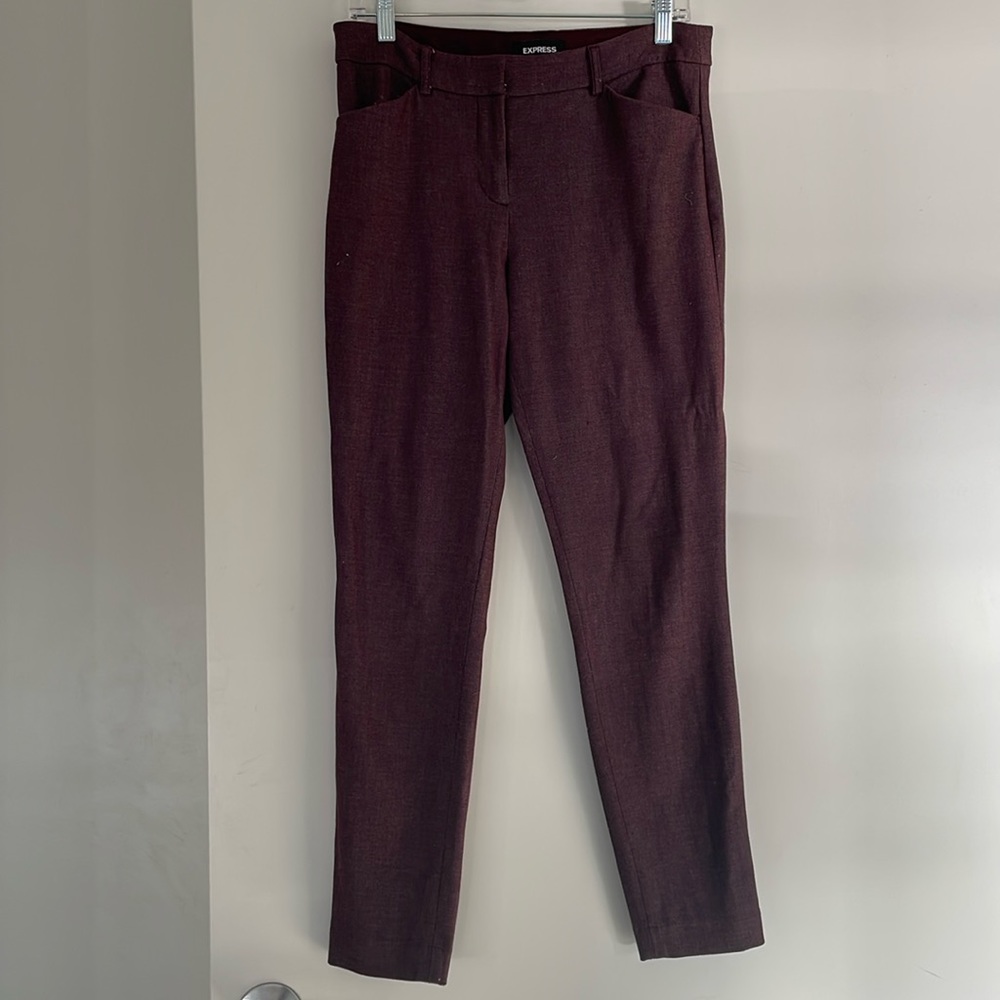 Maroon express skinny stretch trousers